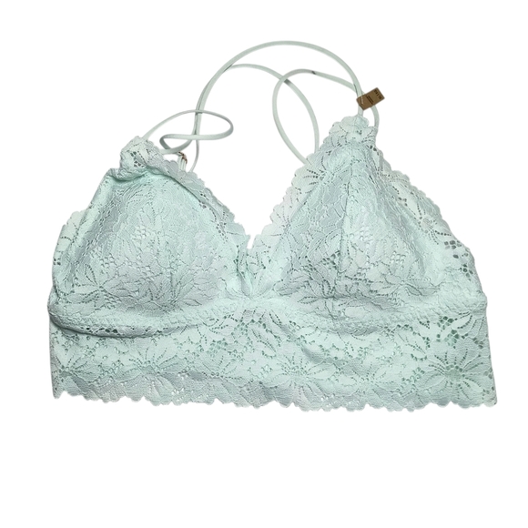 PINK Victoria's Secret Mint Green Lace Sexy Bralette with Floral Patterns XL NWT - Picture 1 of 12